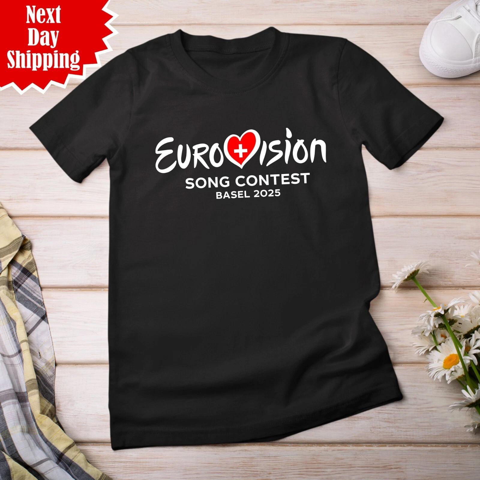 Eurovision Song Contest Basel 2025 T Shirt Printed Cute Love Heart Design T Top 3XL