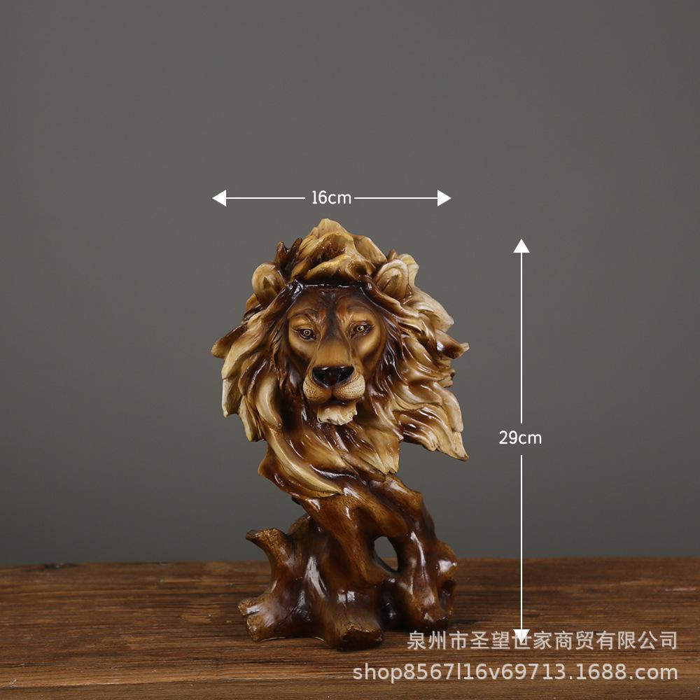 Imitation Wood Animal Head Resin Ornament Display Decoration Exhibit Statue Sculpture Statuette Figurines Knickknacks Crafts
