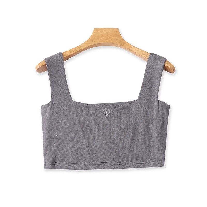 4473 Knitting Vest Summer Pullover Cotton Silm Slim Looking Midriff Outfit Pure Color Tube-Top Beauty Back Shirt Women's Clothing Export