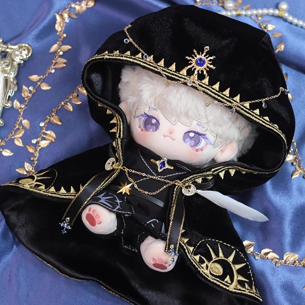 Niannyyhouse Plush Magic Cotton Doll 10cm/20cm Clothes, Robe, Belt, Cloak, Clothes, Dress-Up (Black, 20cm)