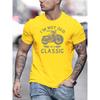 Summer Men's 100% Pure Cotton Casual Loose Oversized Classic Motorcycle Creative Printed Round Neck Short Sleeved T-shirt Top