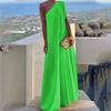 Dress summer women's new one-shoulder sleeveless dress long solid color skirt in stock
