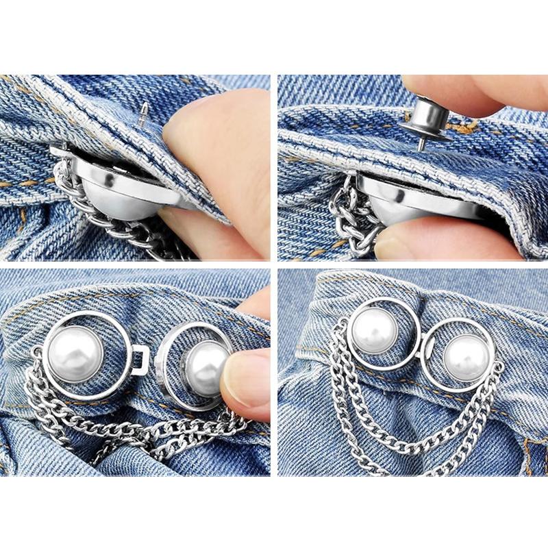 Ajusteur de Bouton de Jean Pour Pantalons Jupes Bouton Perle Gland Fermeture Pression Épingle de Pantalon Sans Couture Boucle de Taille de Jean Accessoires