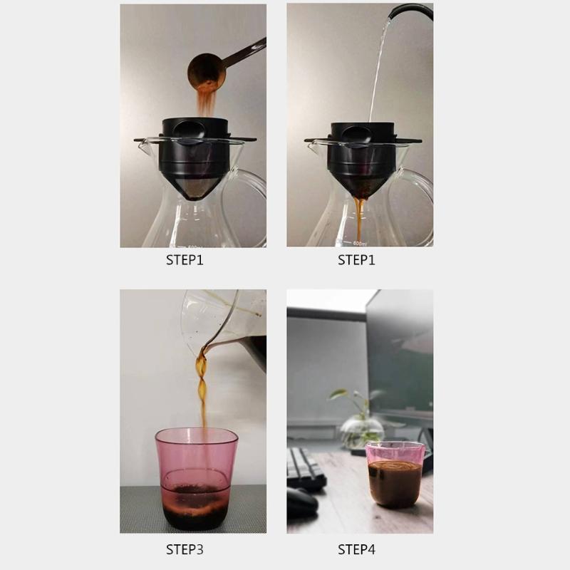 Foldable Coffee Filter Stainless Steel-Drip Coffee Tea-Holder Reusable Paperless-Pour over Coffee-Dripper Easy To Clean