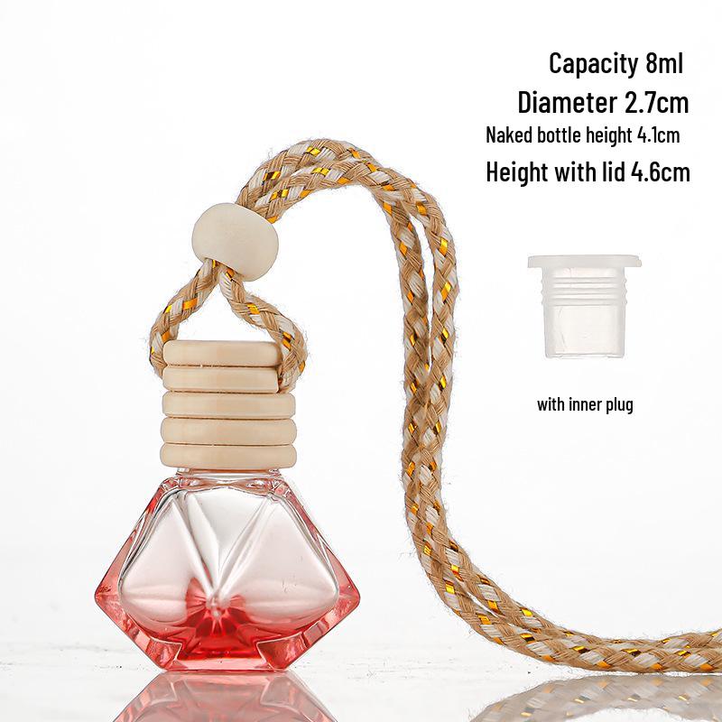 Gradient Car Air Freshener Glass Pendant, Transparent Aroma Diffuser Bottle, Empty for Fragrance 