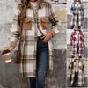 Damen L Casual Lang Kariert Gebürsteter Mantel Für Herbst Winter