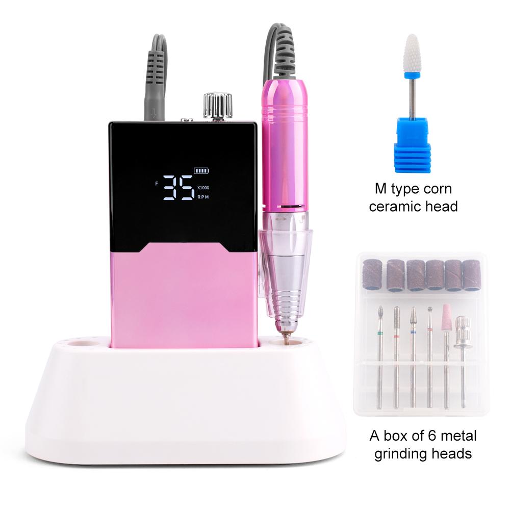 

BEPAN 35000RPM Nail Drill with Desktop Base Cordless Battery Drilling Machine Gradient Handle Wireless Gradient Color UK розовый