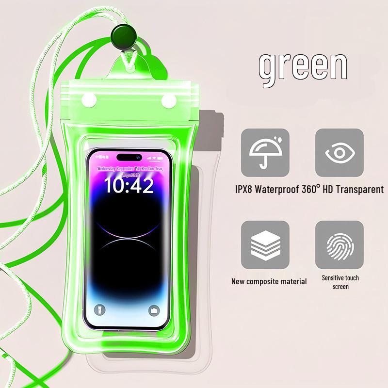 Waterproof Floating Phone Pouch with Airbag, Touchscreen Compatible, Ideal for Swimming, Rafting, and Rainproof for Food Delivery Riders.