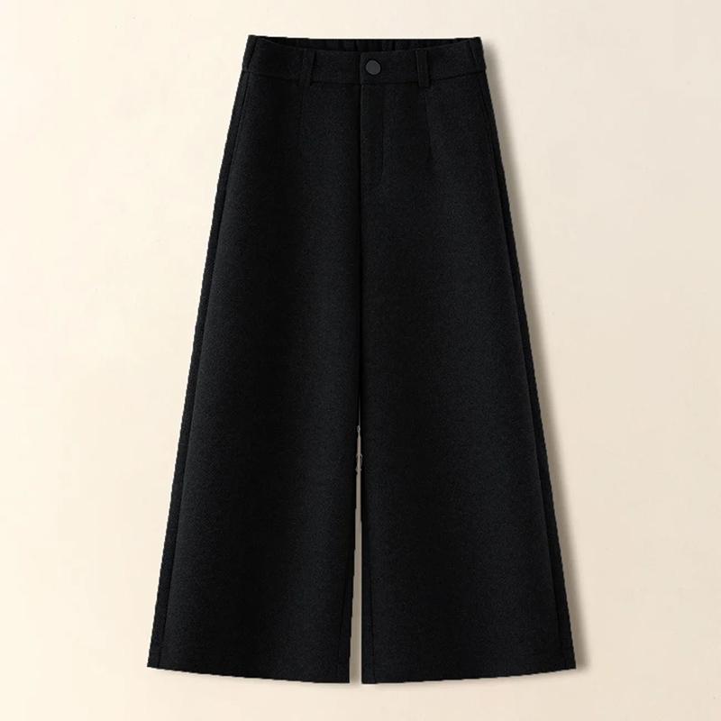 Pants for Women Plus Size Thickened Stretchy Elastic High Waist Long Trousers Solid Colour Fleece Casual Wide Leg Pants