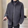 Men's Versatile Fleece Jacket - Classic Solid Color Zip-Up with Stand Collar for Autumn/Winter