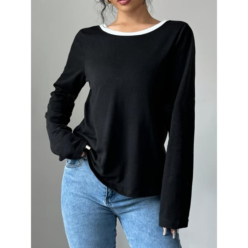 Women's Slim-fit Long-sleeved Bow Base Top