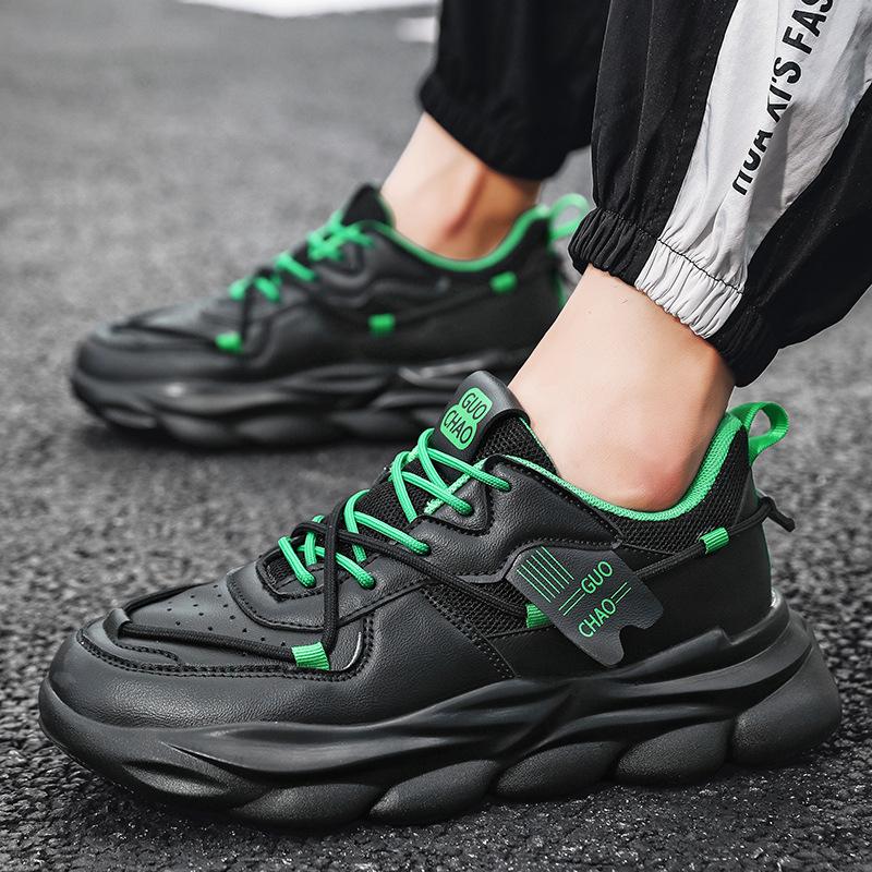 Large Size PU Lightweight Leather Daddy Shoes Extra Large Casual Running Sneakers 39