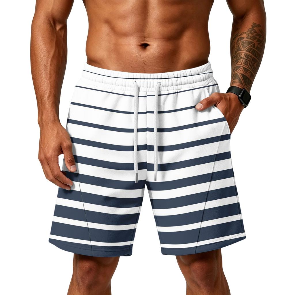 Men’s Layer Loose Shorts with Pockets Camouflage Print Drawstring Waist Gym Training Beachwear