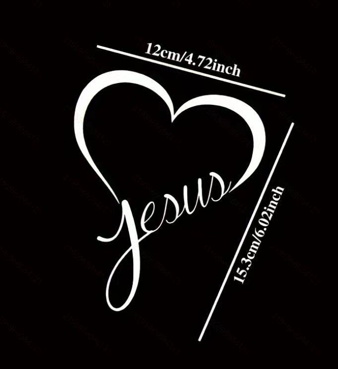 Love Jesus Heart Car Sticker - English Letter Decoration for Windows and Bumpers