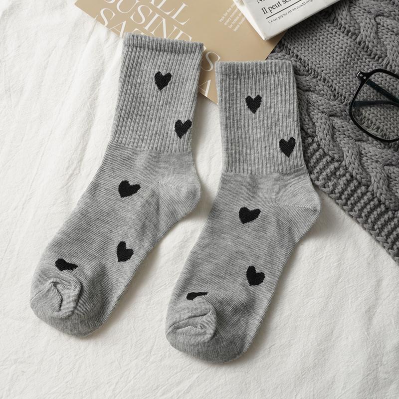 Autumn And Winter Socks Trend Grey Grey Women's Mid-Tube Socks Comfortable Breathable Warm Socks