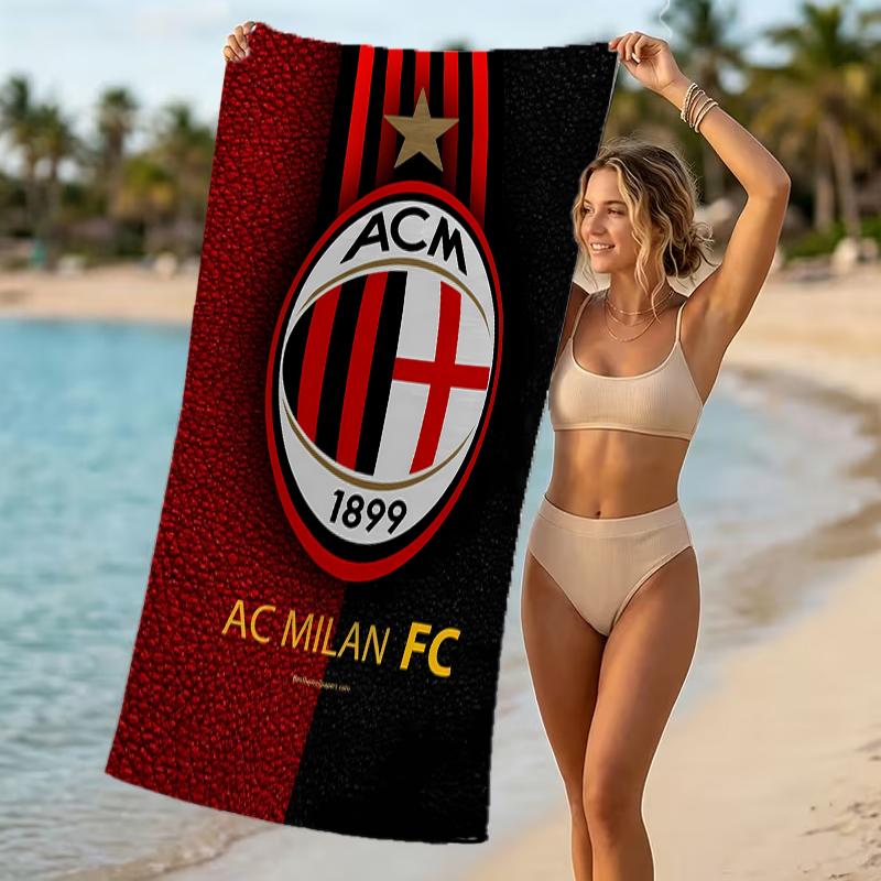 Beach Towel with Associazione Calcio Milan Pattern - soft,absorbent,machine washable Lightweight&Modern,swimming,Travel Essentials