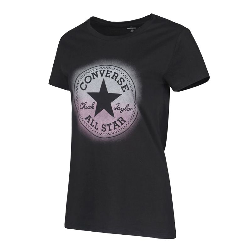 Converse T Shirts Women's Black Crew Neck Moderate 10007548-A01