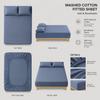 Brushed Washed Cotton Fitted Sheet, All Seasons Full Wrap Mattress Protector Cover with Pillowcase, Dustproof Anti-Dirty Bed Linen