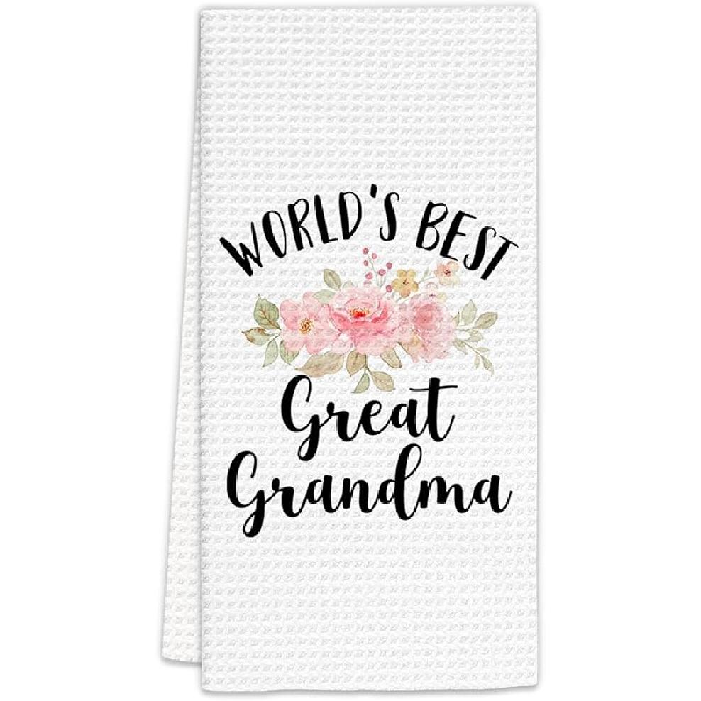 Grandma Gifts from Grandkids Kitchen Towels, for Grandma Dish Towels, Grandmother Gifts Hand Towels for Kitchen, Better with Grandkids Bathroom Great Grandma