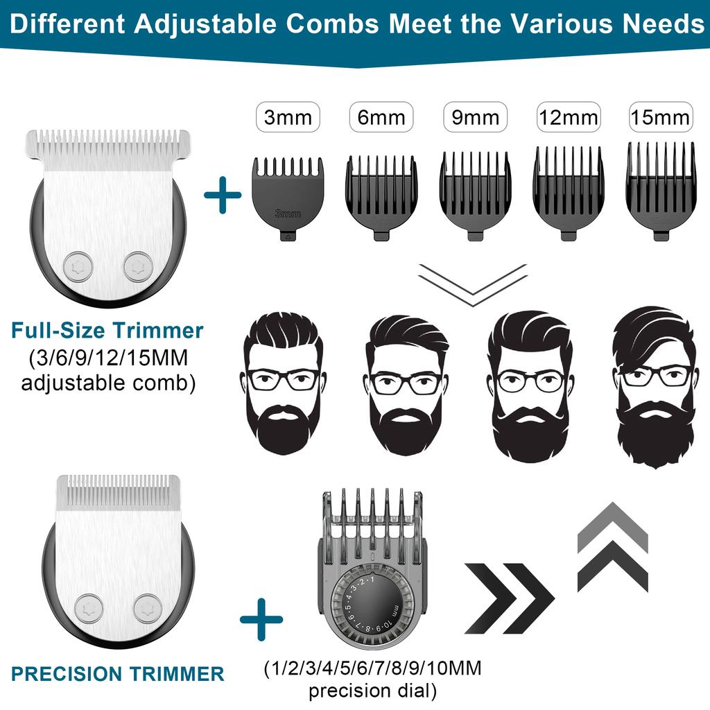 Hair Clipper USB Rechargeable Trimmer Titanium Ceramic Blade LCD Professional Strong Power Salon Hair Cutting Machine