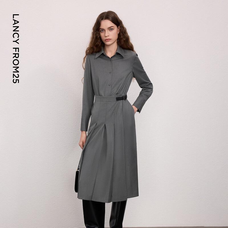 LANCY Women's Commuter Pleated Shirt Dress