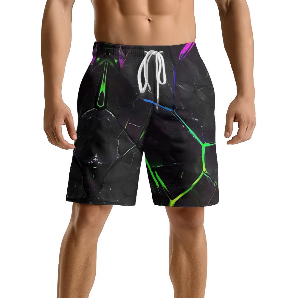 European And American Dark Natural Lightning Element Men'S Casual Shorts Beach Pants
