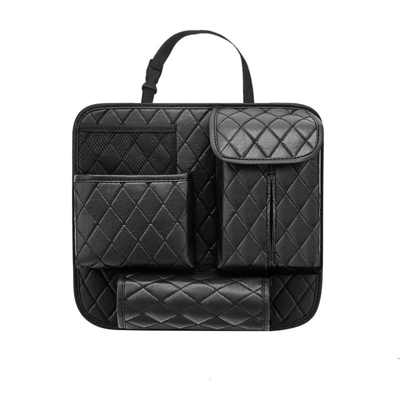 Car Back Seat Storage Bag Holder Universal Leather Auto Backseat Hanging Organizer Tissue Water Cup Towel Mobile Phone Pockets