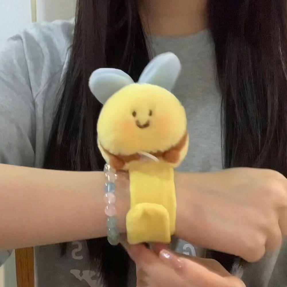 With Flying Plush Doll Slap Bracelet Simulation Little Bee Plush Wrist Band Christmas Toy