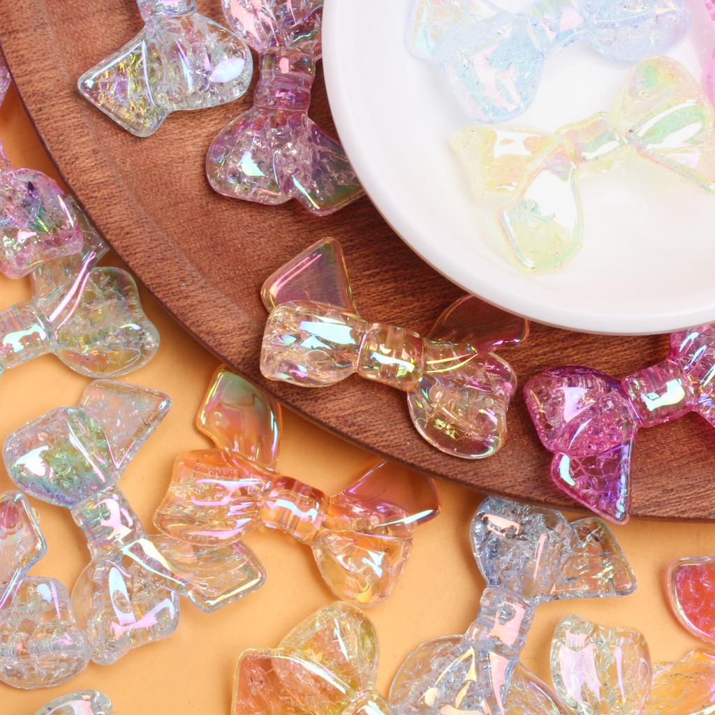 200Pcs Bowknot Fashion Splintered Effect Bright DIY Jewelry Accessories Beads