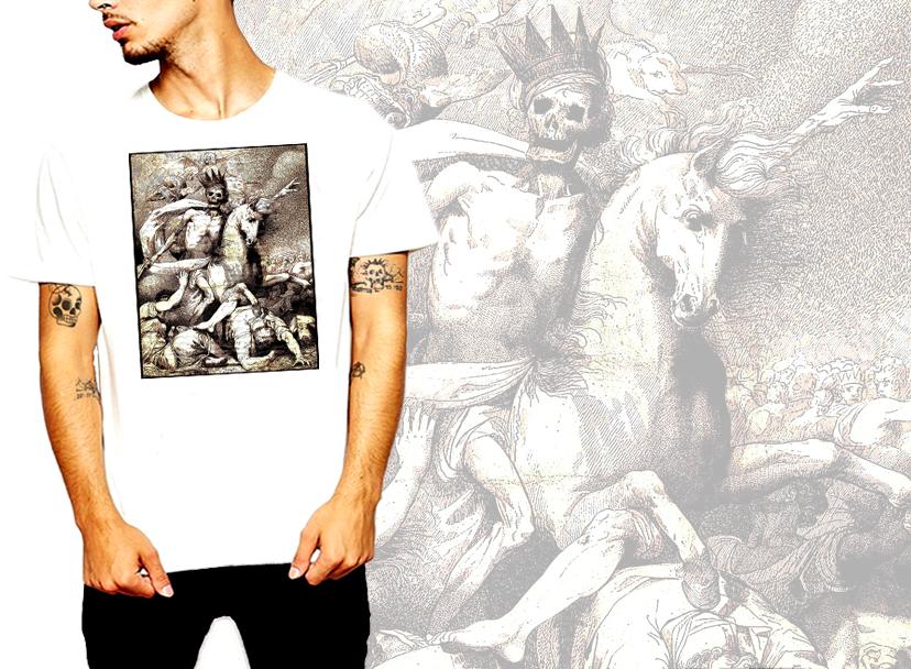 Medieval t-shirt gothic Goth Death Rider occult vintage Halloween skeleton S