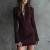  New Amazon Independent Station Semi-turtleneck Zipper Embroidery Plus Lace Lace Hip Skirt