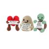 Positive Energy Potato Hug Pocket Mini Handmade Plush Wool Knitting Doll With Card Funny Birthday Gift Home Room Decoration