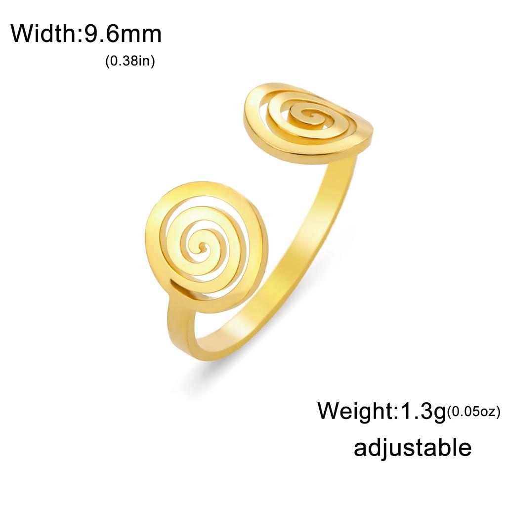 Cazador Swirl Spiral Rings for Women Stainless Steel 2026 Trend Geometric Adjustable Finger Rings Jewelry Party Birthday Gift