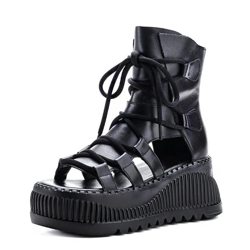 

Модные 8 см Этнические Коровьи Натуральная Кожа Ботильоны Женские Полые Пикантный Носок Платформа Танкетка Дышащие Молния Летняя Мода Женская Обувь 39 чёрный