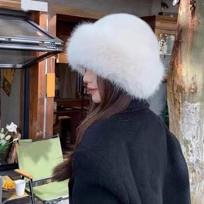 New Fluffy Fur Women's Winter Hat Warm Ear Protection Snow Ski Cap For Women Luxury Plush Fisherman Hat Warm Thicken Winter Hat