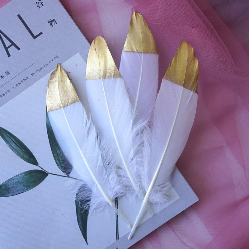 Golden Feather Decoration Handmade Crafts Photography Props Background Spray Gold Feather Decoration Material