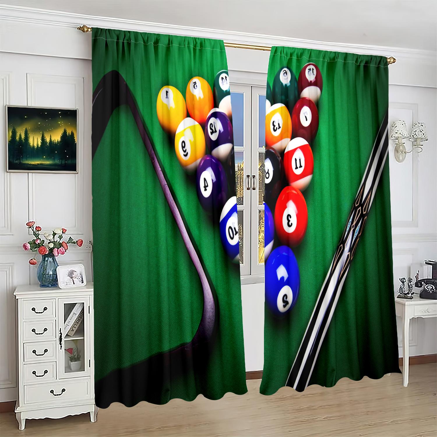 

2 шт. - занавеска с принтом «бильярд» - материал полиэстер - подходит для спален, гостиных и кабинетов в качестве занавесок для уединения 30inchx65inchx2Pcs