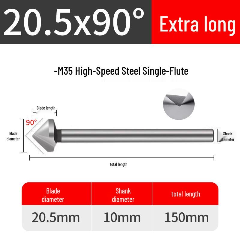 Cobalt Titanium-Plated Chamfering Drill for Stainless Steel - Single/Triple-Edge Countersink & Deburring Tool.