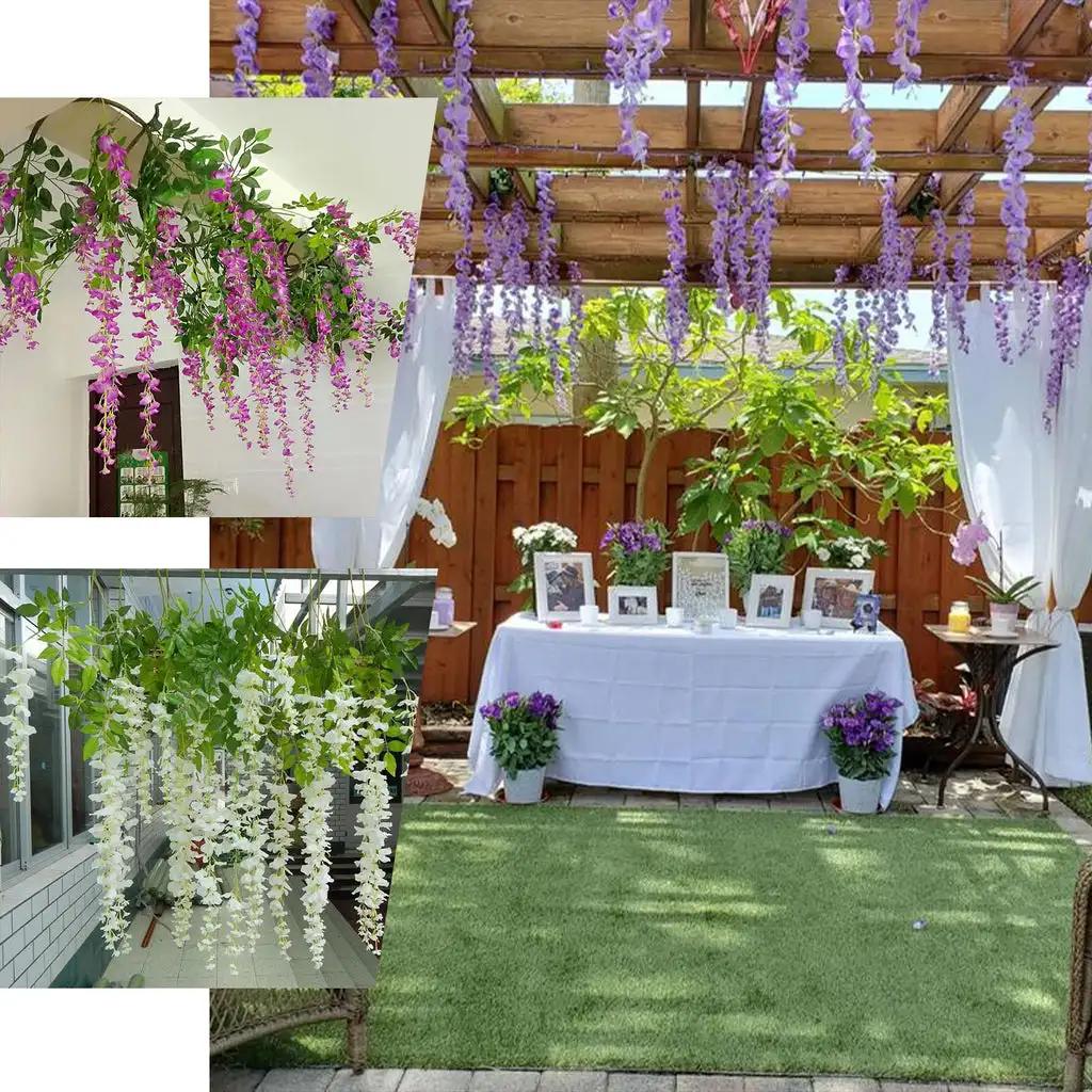Simulated Artificial Flower Ceiling With Rattan Flowers, Wedding Decoration, Plastic Rattan Flowers, Shooting Props