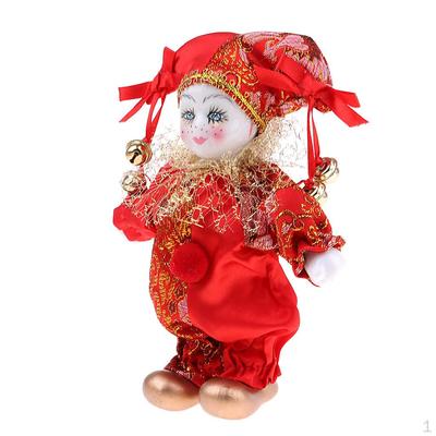 Red Porcelain Clown Doll Sweet Figures Model Festival Gift Shelf Display Decoration
