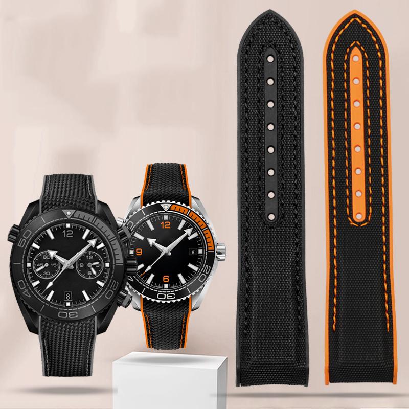 ONE20mm 22mm Černý Modrý Oranžový Látkový Nylonový Gumový Řemínek Na Hodinky Pro Omega Seamaster 300 Ocean Řemínek Spona Nástroje Silikonový ŘemínekMN