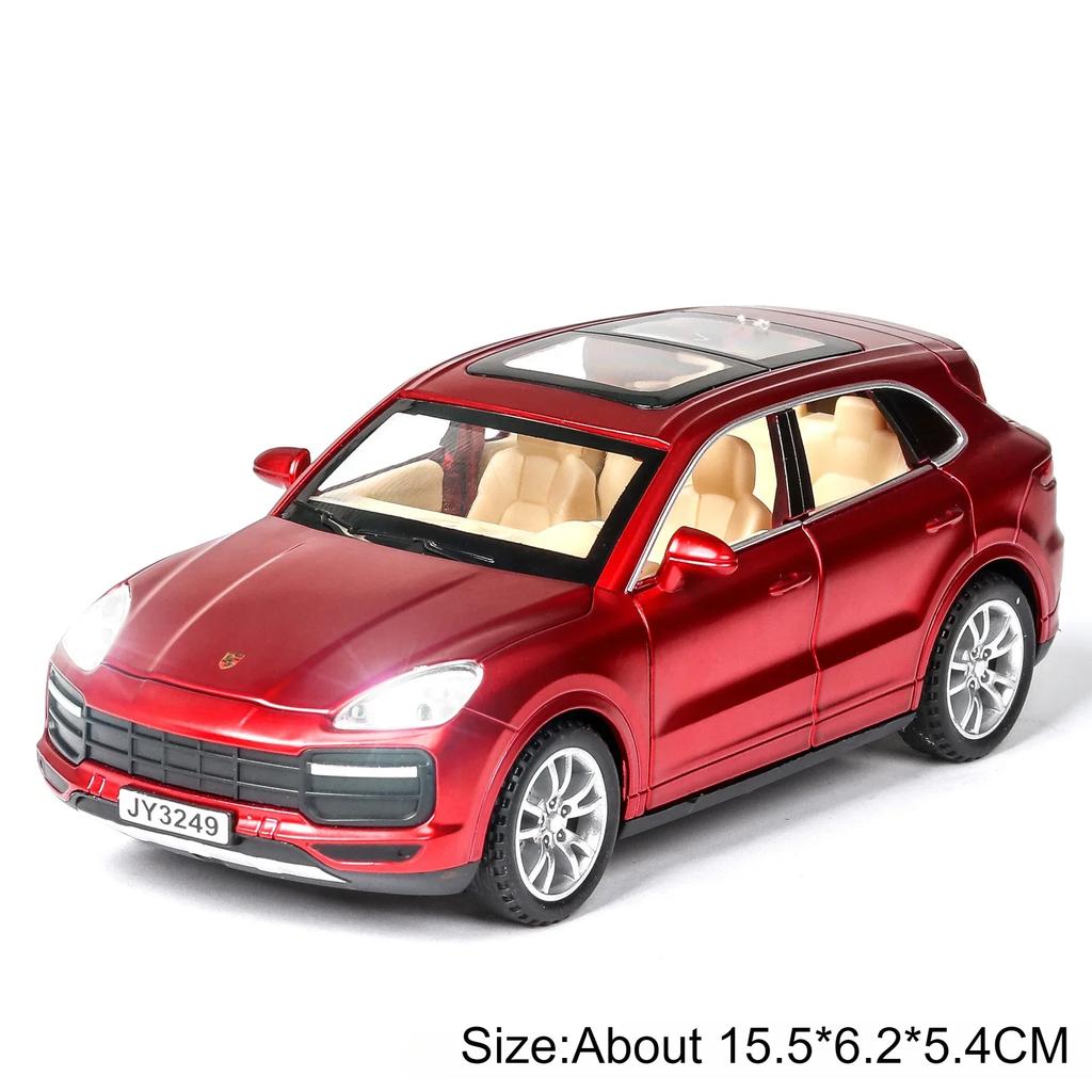1:32 Cayenne Turbo 911 GT3 Car Model Toy Alloy Diecast Music Light Doors Opened Pull Back Miniature Vehicle Boy Interactive Toys