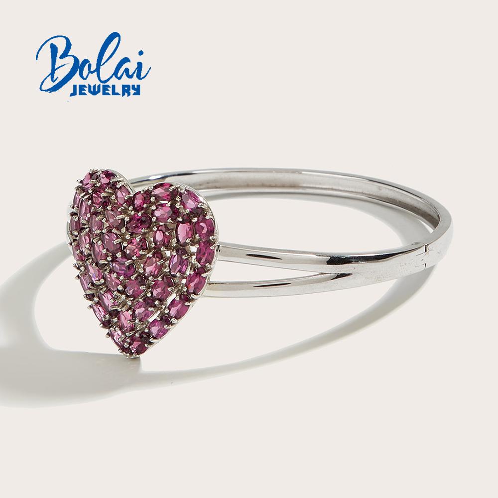 Nydelig lys luksus naturlig granat hjertearmbånd mote kvinner 925 sterling sølv fine smykker jubileumsbankett