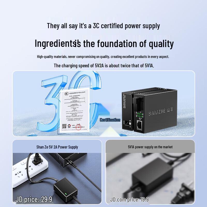 SAMZHE SZ-FCQ14AB Gigabit Single-Mode Single-Fiber Optical Transceiver Set