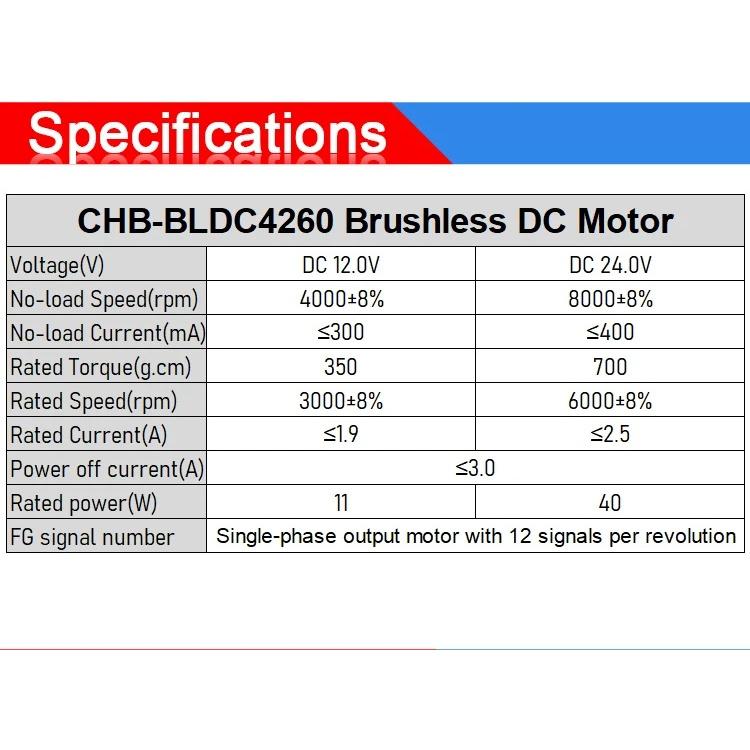 ChiHai Motor CHB-BLDC4260 DC24V 8000RPM 12V 4000 RPM 42mm Long Life Low Noise Brushless Dc Motor For Industrial Application