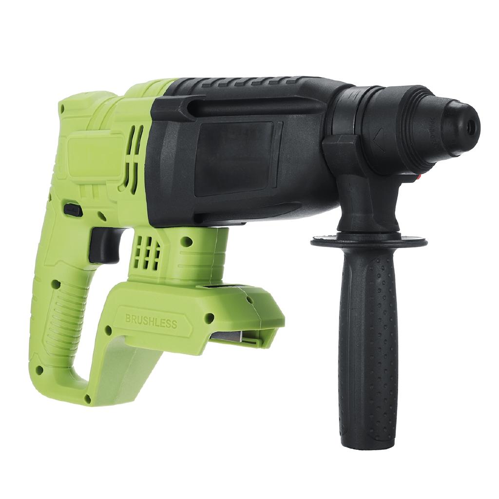 1200W Electric Hammer Brushless Cordless Hammer Drill Concrete Breaker Punch Jackhammer Power Drill Tool DC24V for 18V Battery