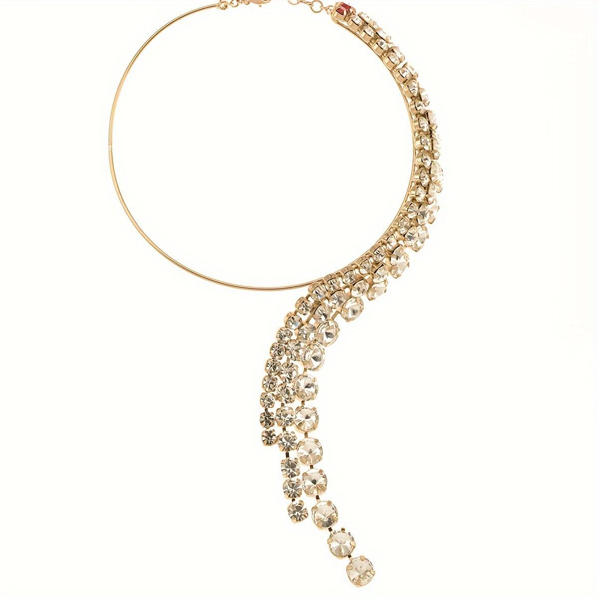 

Stylish And Elegant Multi-Layer Rhinestone Water Drop Pendant Necklace Women S European And American Party Super Flash Collarbone Chain Jewelry Access