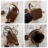 Bag Women's 22 Autumn and Winter New Niche Design Portable Drawstring Bucket Bag Retro Shoulder Crossbody Bag