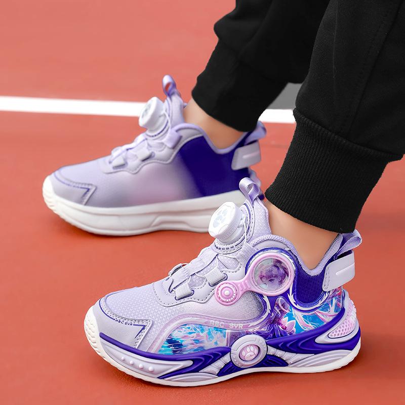 Girls' shoes basketball shoes spring and autumn leather surface lightweight children's sports shoes medium and large children's non-slip and wear-resi