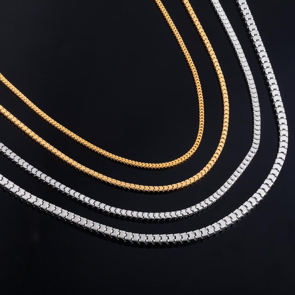 Herren Quadratische Kastenkette Edelstahl Lange Halskette für Frauen Damen Gold/Kupferfarben Choker am Hals Schmuckzubehör